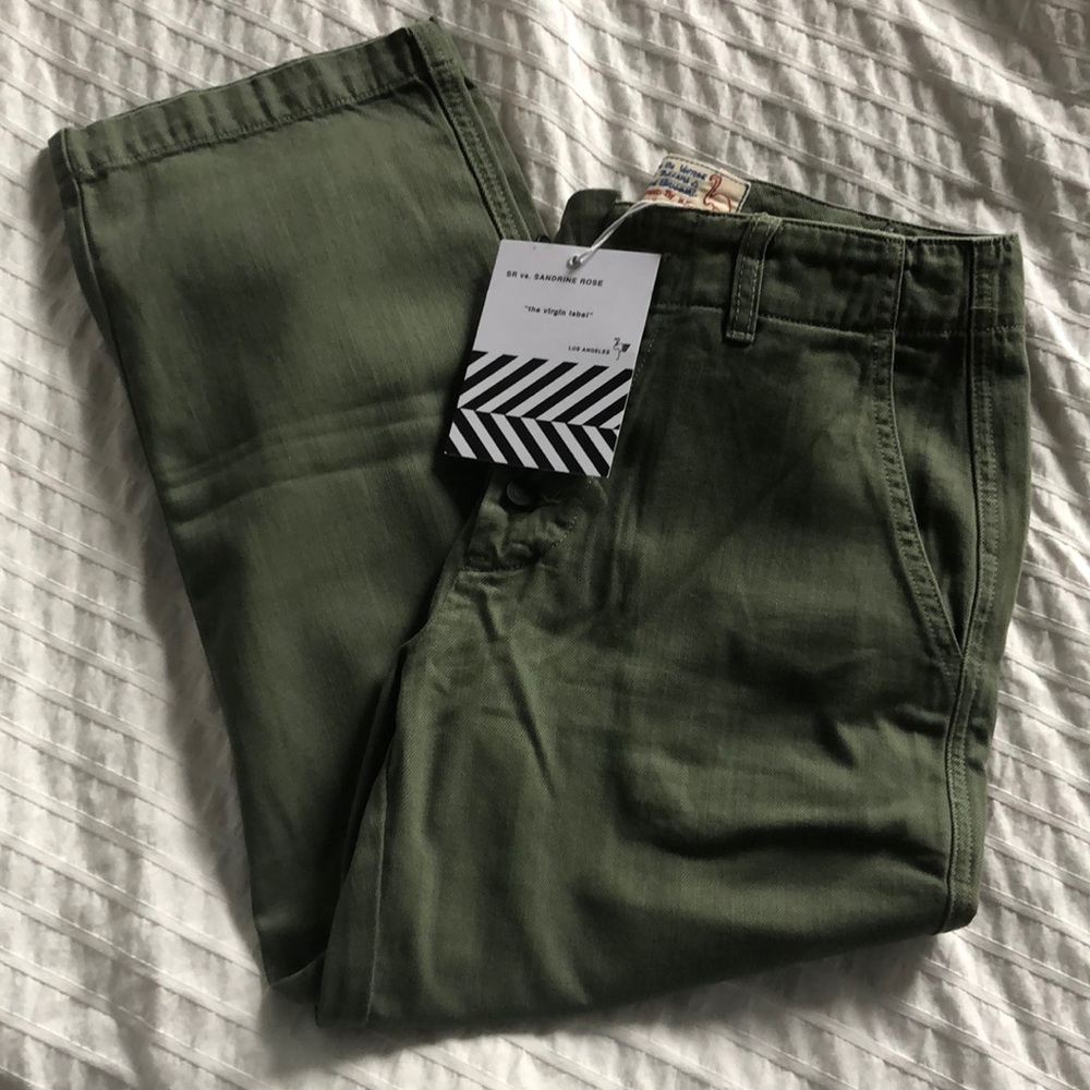 02. NWT Sandrine Rose x Free Peole Army Green Jeans